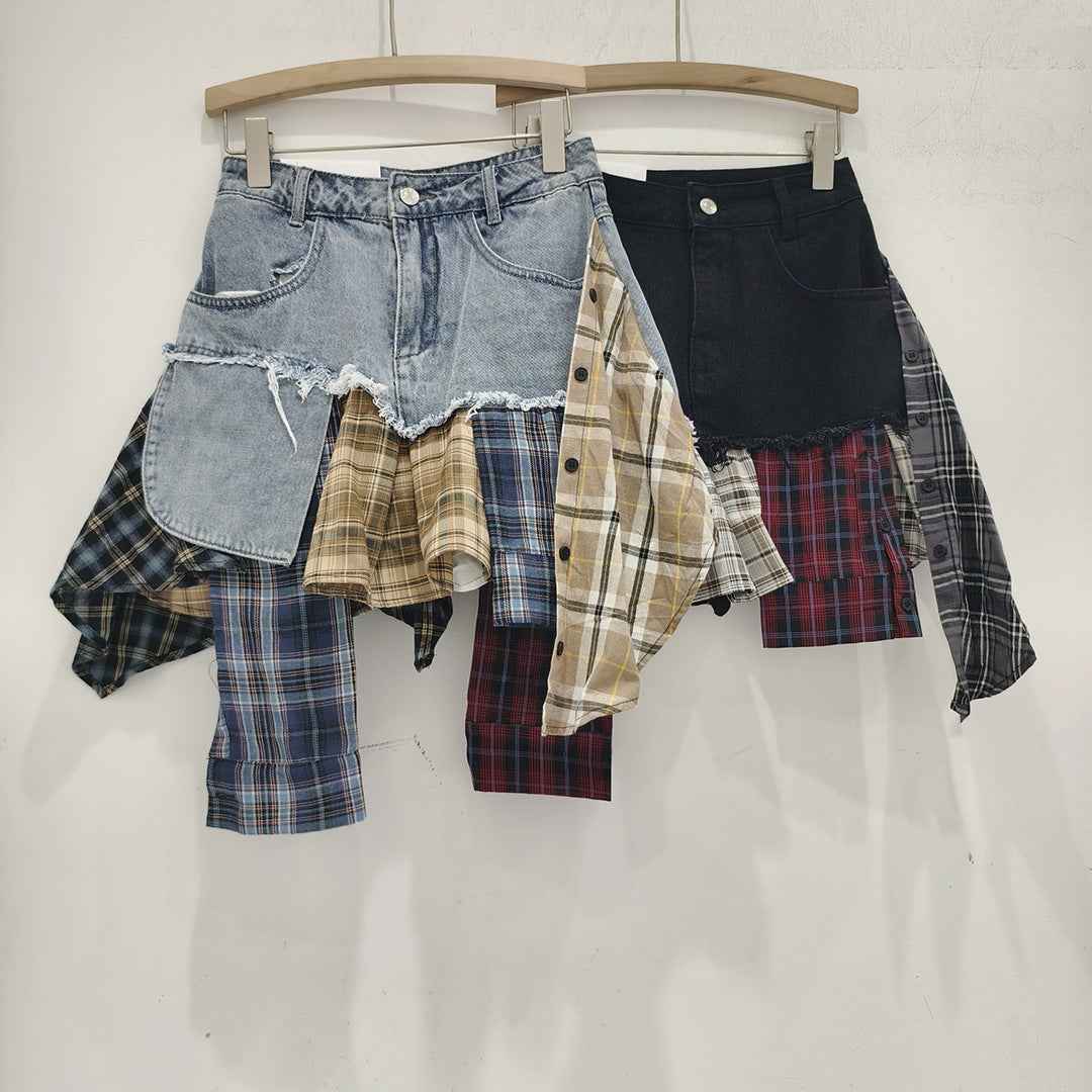 Irregular Hem Patchwork Denim Skirt For Women - ETAclothes.store