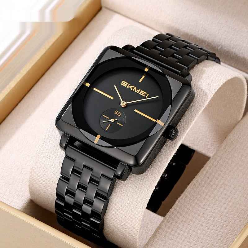 Square Steel Band Stylish Standalone Seconds Subdial With Two Hands Solid Steel Band Quartz Watch - ETAclothes.store
