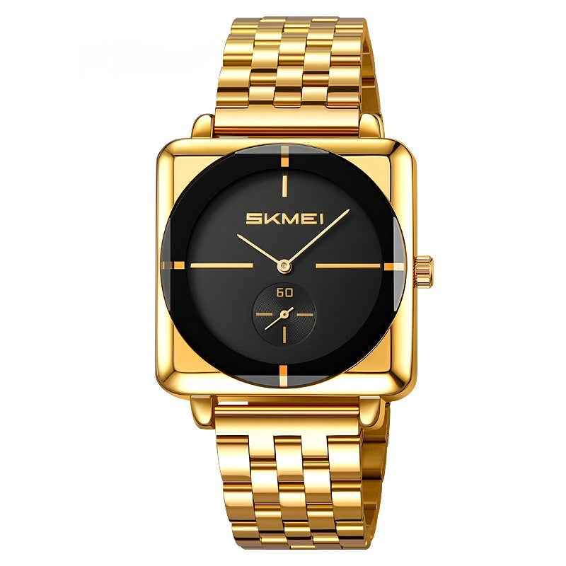 Square Steel Band Stylish Standalone Seconds Subdial With Two Hands Solid Steel Band Quartz Watch - ETAclothes.store