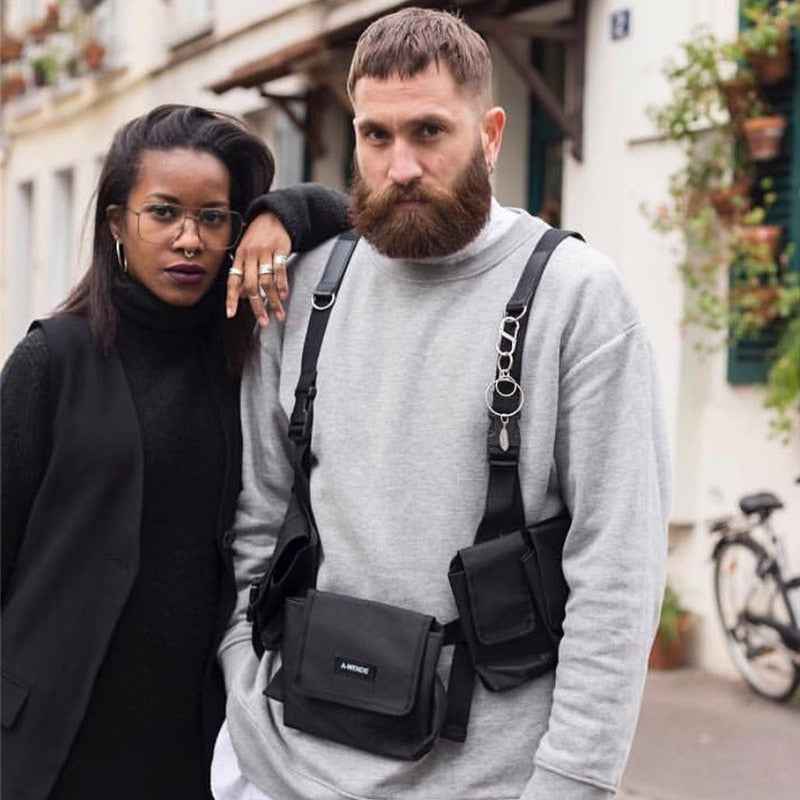 Men Tactical Shoulder Bag Men Tactical Waist Bag Boy Streetwear Functional Waist Packs  Waistcoat Male Hip hop Chest Bags 030266 - ETAclothes.store