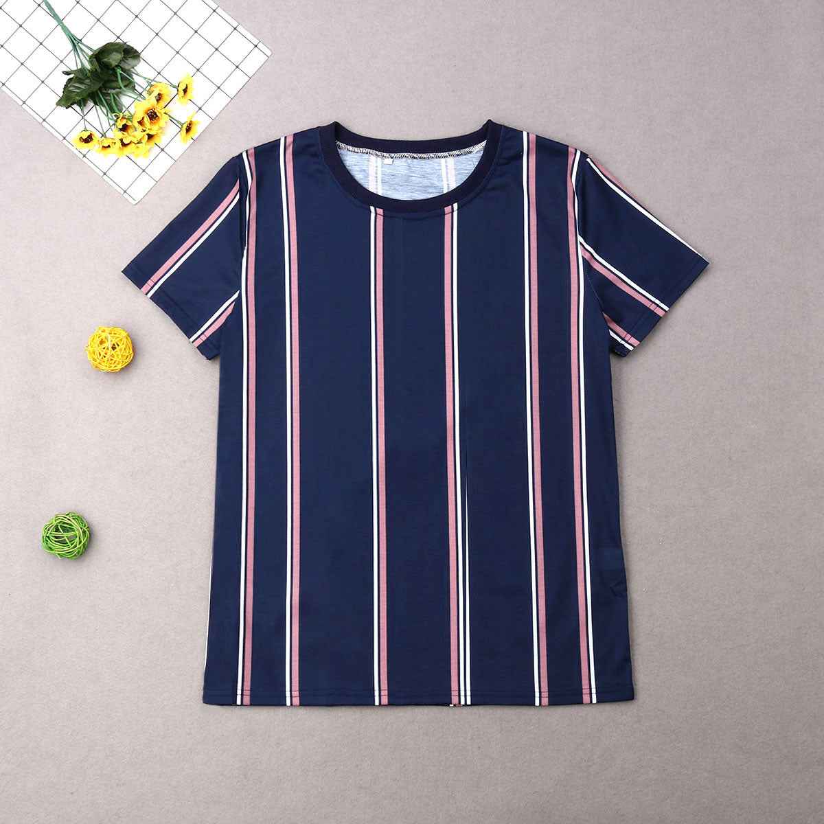 Men'S O-Neck Striped Short Sleeve T-Shirts Slim Fit Streetwear Pullover Summer - ETAclothes.store