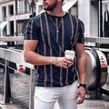 Men'S O-Neck Striped Short Sleeve T-Shirts Slim Fit Streetwear Pullover Summer - ETAclothes.store