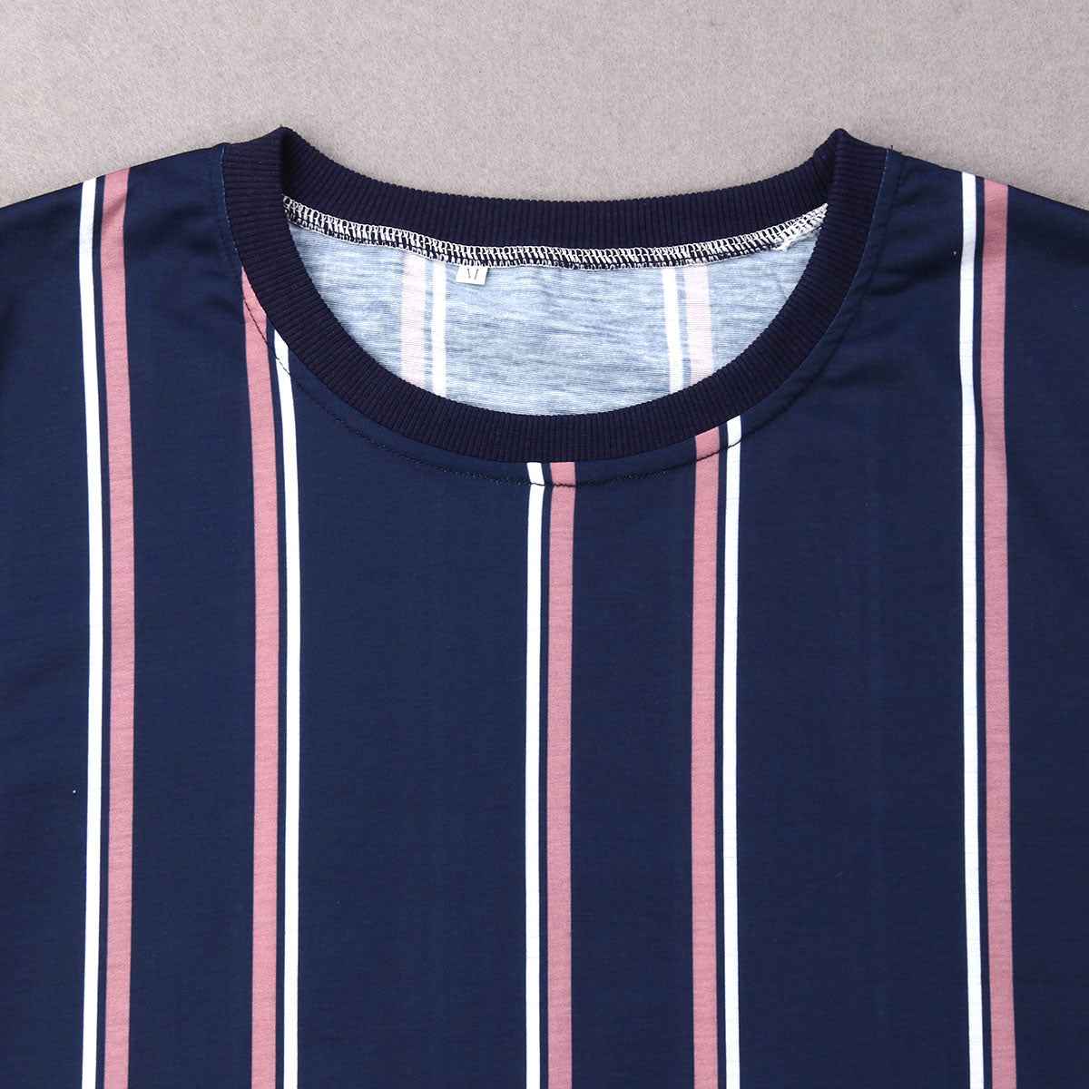 Men'S O-Neck Striped Short Sleeve T-Shirts Slim Fit Streetwear Pullover Summer - ETAclothes.store
