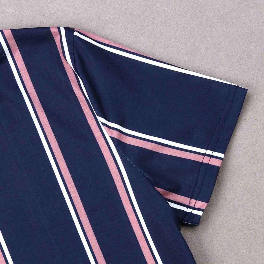 Men'S O-Neck Striped Short Sleeve T-Shirts Slim Fit Streetwear Pullover Summer - ETAclothes.store