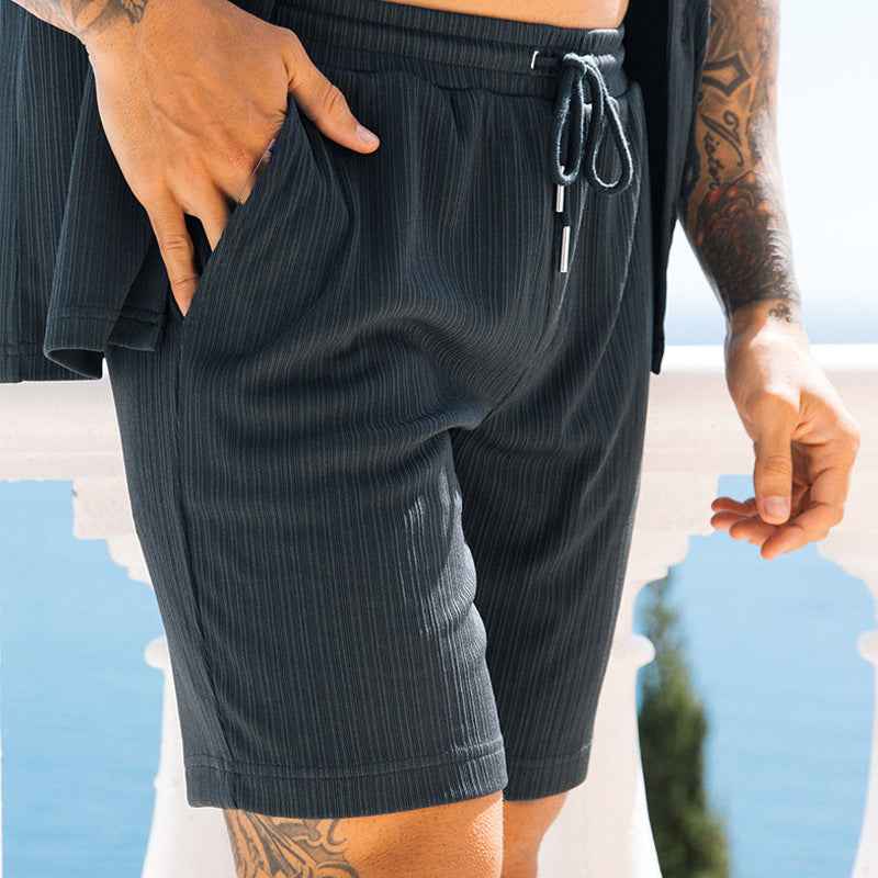 Men's Two Piece Set Short Sleeve Lapel Button Shirts And Shorts Beach Style Suits Men Summer Fashion Clothing Streetwear - ETAclothes.store
