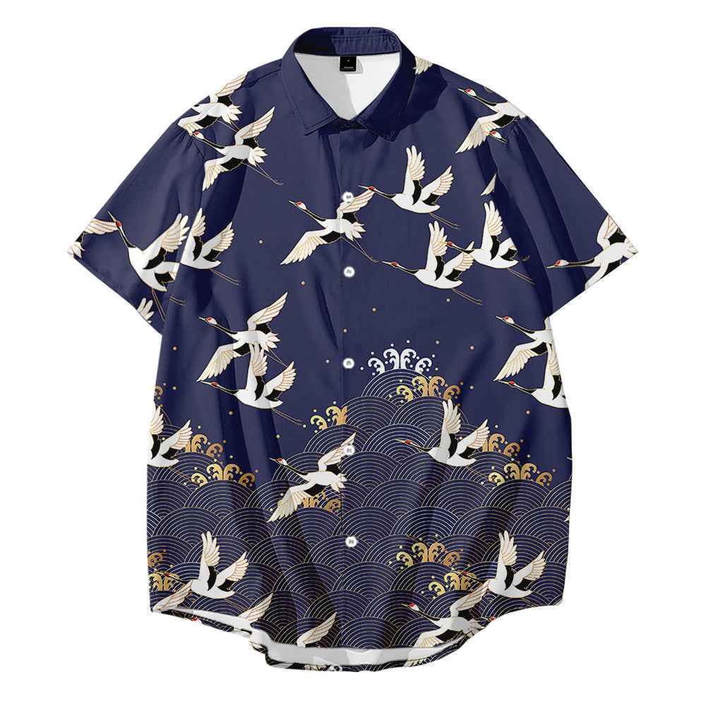 Bebovizix Japanese Kimono Jacket Traditional Chinese Style Crane Print Harajuku Men Women Streetwear Summer Clothing Loose Yukata - ETAclothes.store
