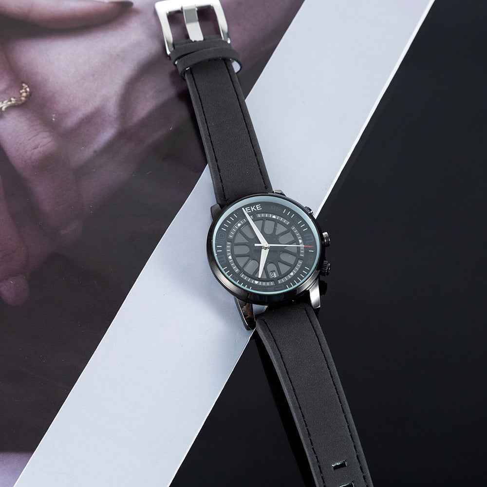 3 Piece Men's Watch Set Gift Box Sports Retro Calendar Quartz Watch Pen Cufflinks - ETAclothes.store