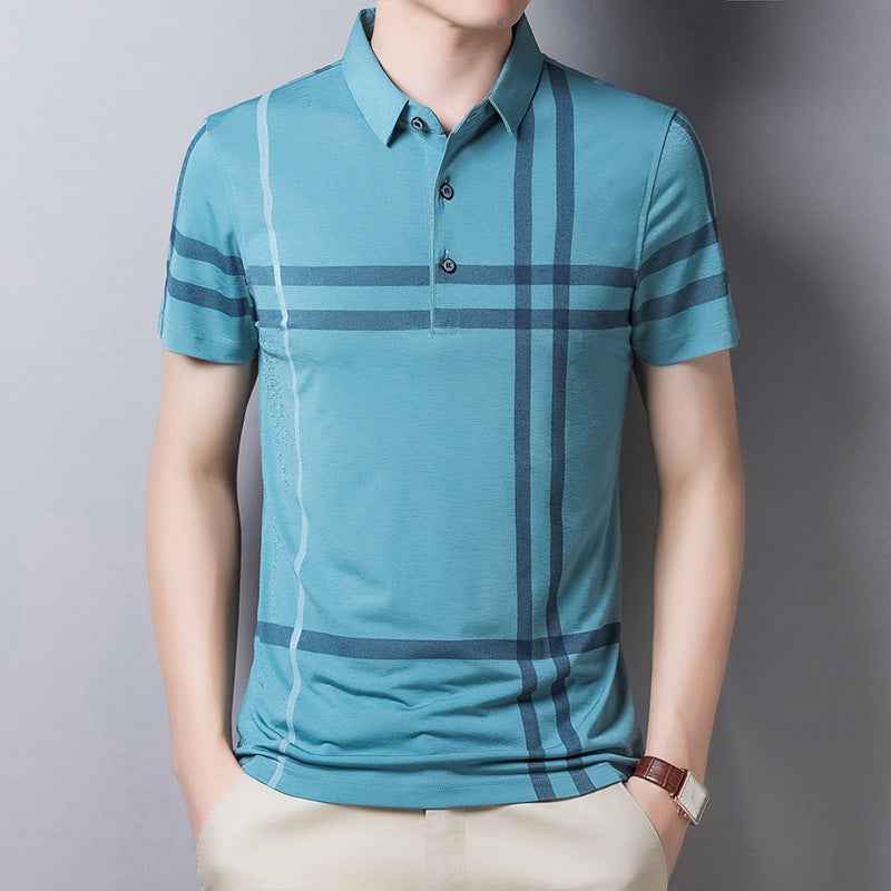 Men Summer Striped Polo Shirt Short Sleeve Slim Fit Polos Fashion Streetwear Tops - ETAclothes.store