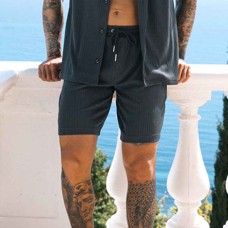 Men's Two Piece Set Short Sleeve Lapel Button Shirts And Shorts Beach Style Suits Men Summer Fashion Clothing Streetwear - ETAclothes.store