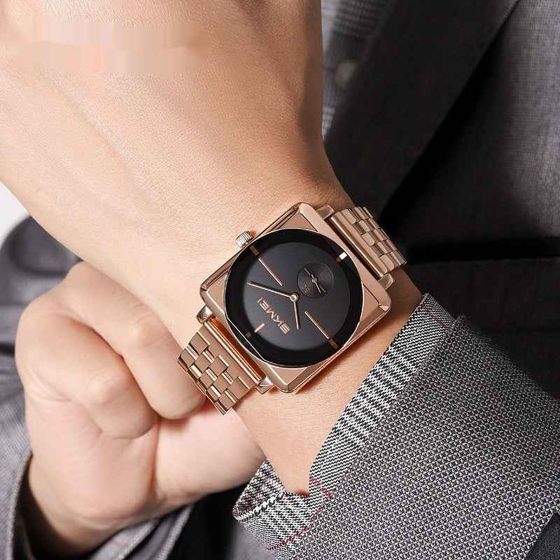 Square Steel Band Stylish Standalone Seconds Subdial With Two Hands Solid Steel Band Quartz Watch - ETAclothes.store