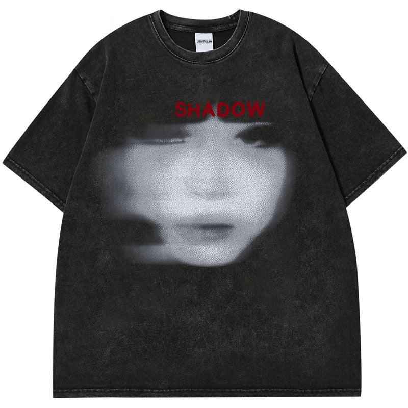 Men's Washed Black T-shirt Streetwear A Surface - ETAclothes.store
