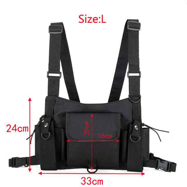 Vest Streetwear Waist Pack Women Black Chest Rig Bag - ETAclothes.store
