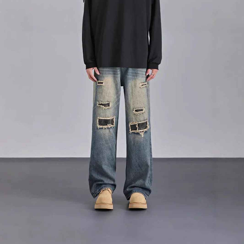 Mens Streetwear Camouflage Ripped Jeans - ETAclothes.store