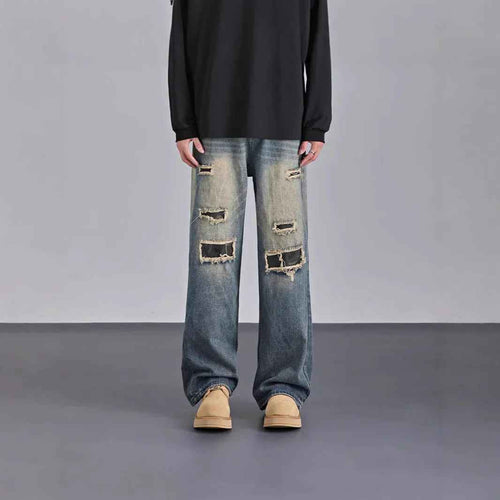 Mens Streetwear Camouflage Ripped Jeans - ETAclothes.store