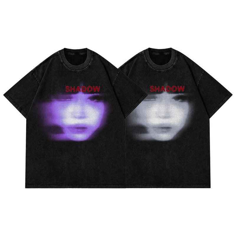 Men's Washed Black T-shirt Streetwear A Surface - ETAclothes.store