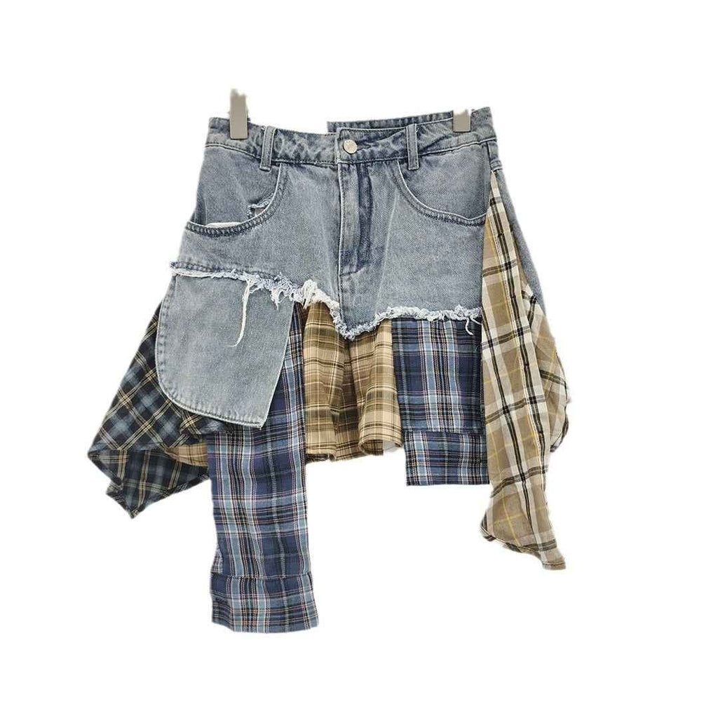Irregular Hem Patchwork Denim Skirt For Women - ETAclothes.store