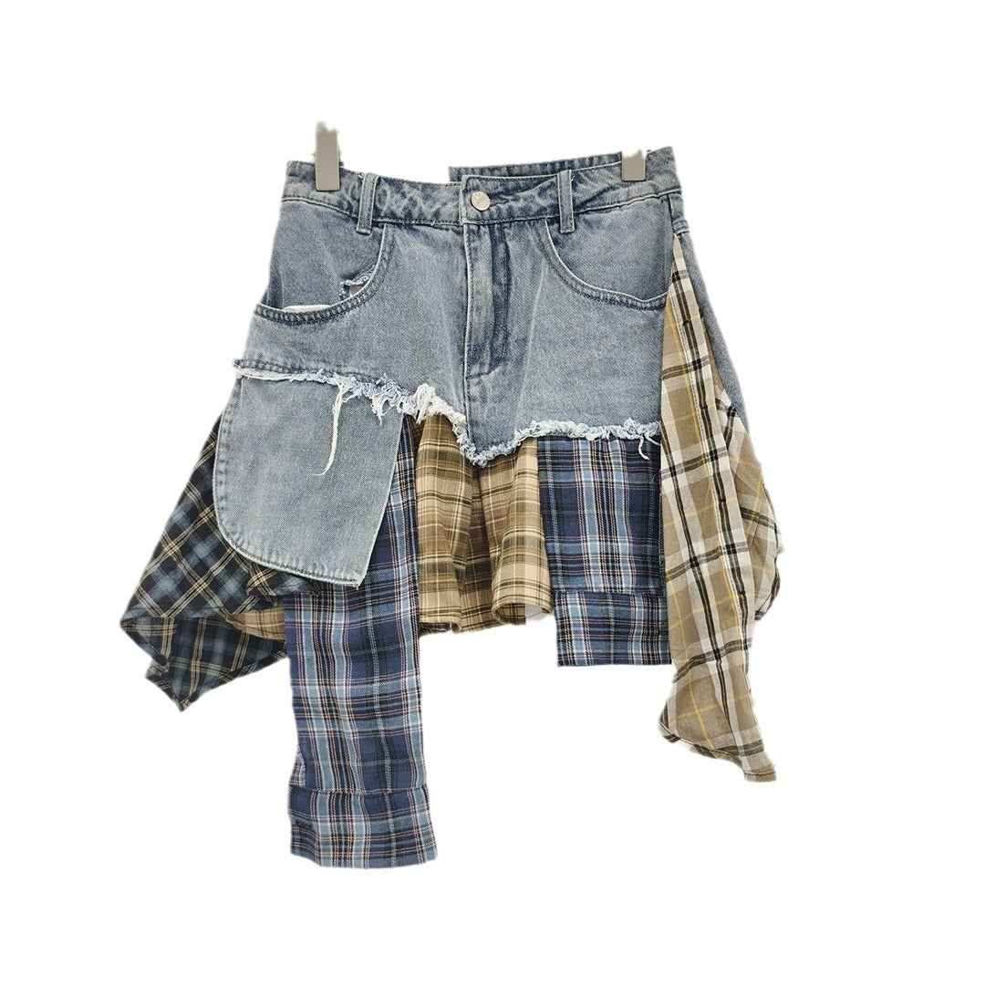 Irregular Hem Patchwork Denim Skirt For Women - ETAclothes.store