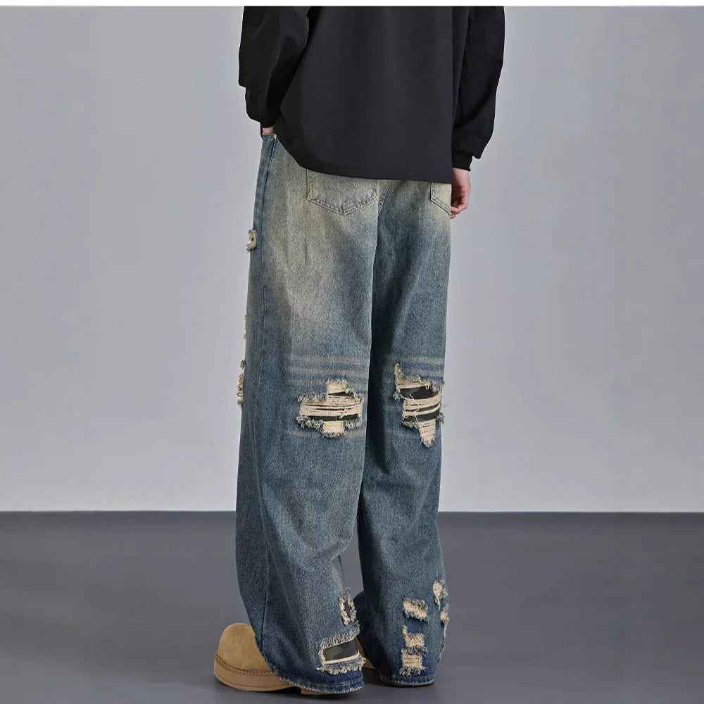 Mens Streetwear Camouflage Ripped Jeans - ETAclothes.store
