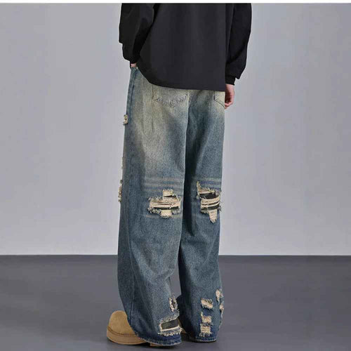 Mens Streetwear Camouflage Ripped Jeans - ETAclothes.store