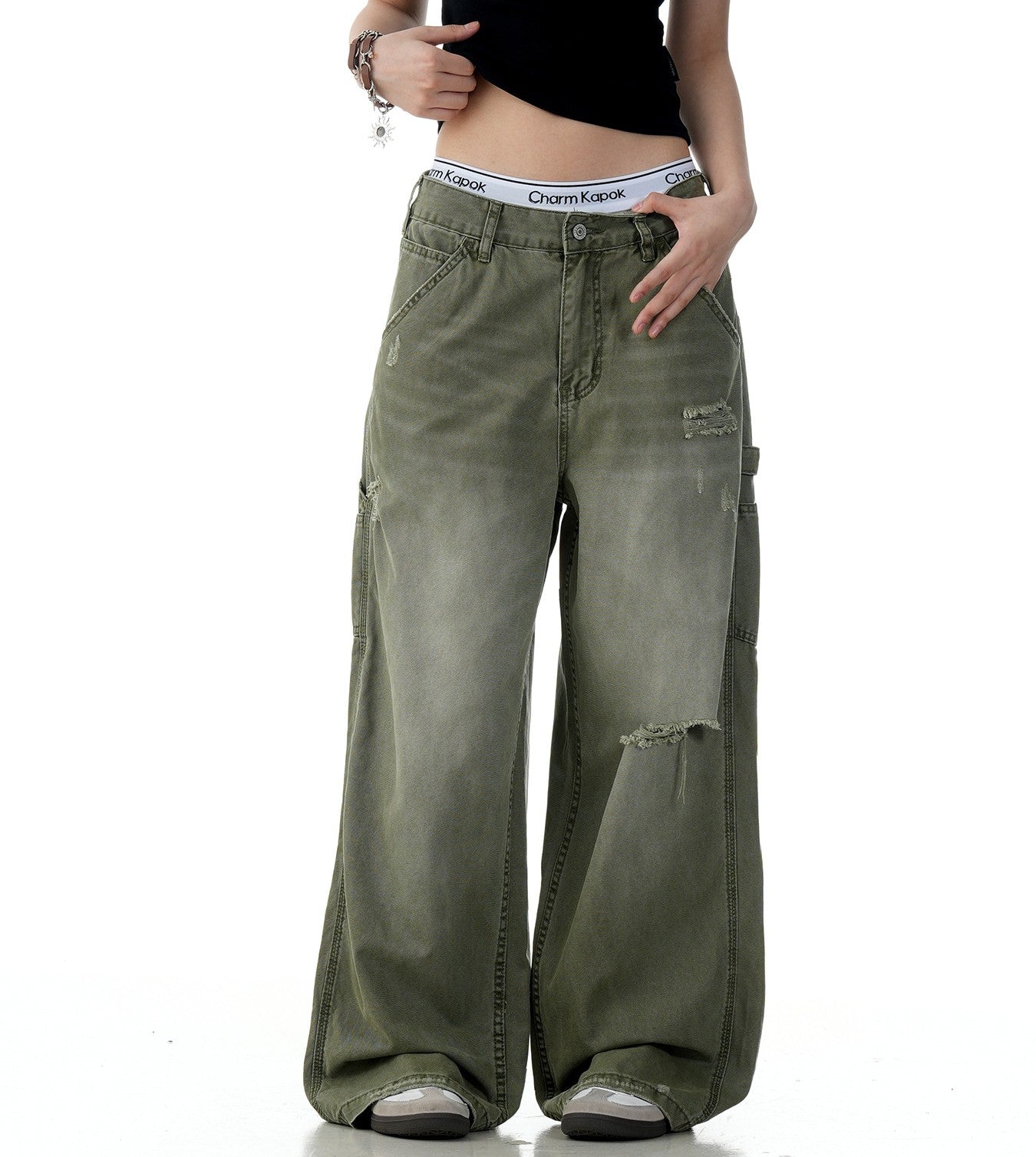 American Retro Tattered Jeans Jeans