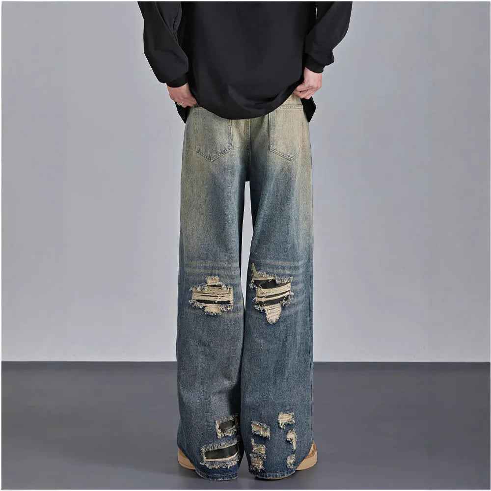 Mens Streetwear Camouflage Ripped Jeans - ETAclothes.store