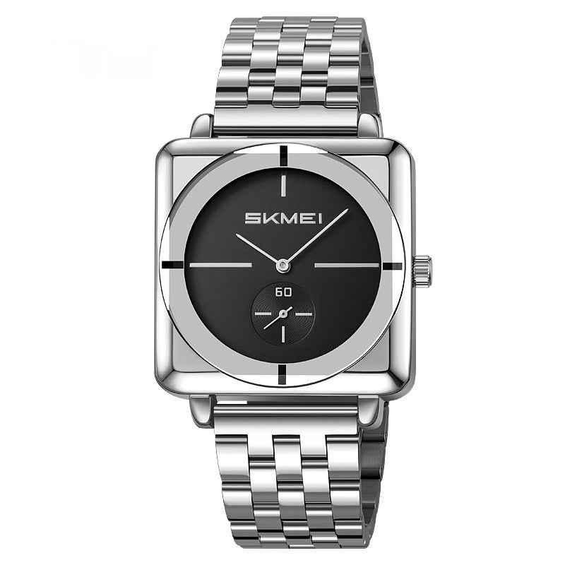 Square Steel Band Stylish Standalone Seconds Subdial With Two Hands Solid Steel Band Quartz Watch - ETAclothes.store