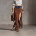 Chic Asymmetrical Tassel Suede Skirt - ETAclothes.store