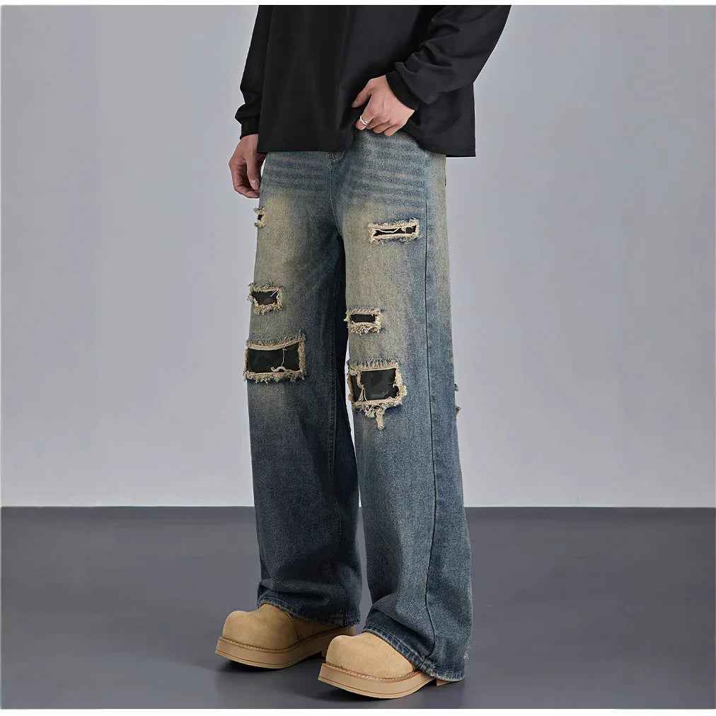 Mens Streetwear Camouflage Ripped Jeans - ETAclothes.store