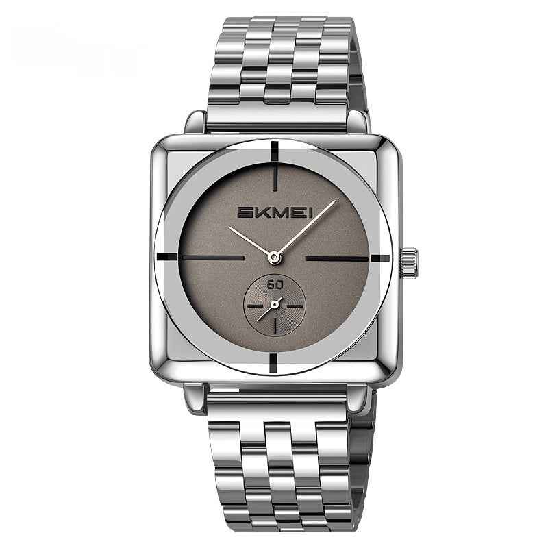 Square Steel Band Stylish Standalone Seconds Subdial With Two Hands Solid Steel Band Quartz Watch - ETAclothes.store