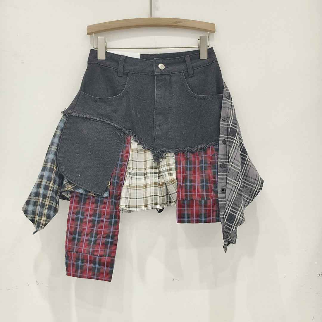 Irregular Hem Patchwork Denim Skirt For Women - ETAclothes.store