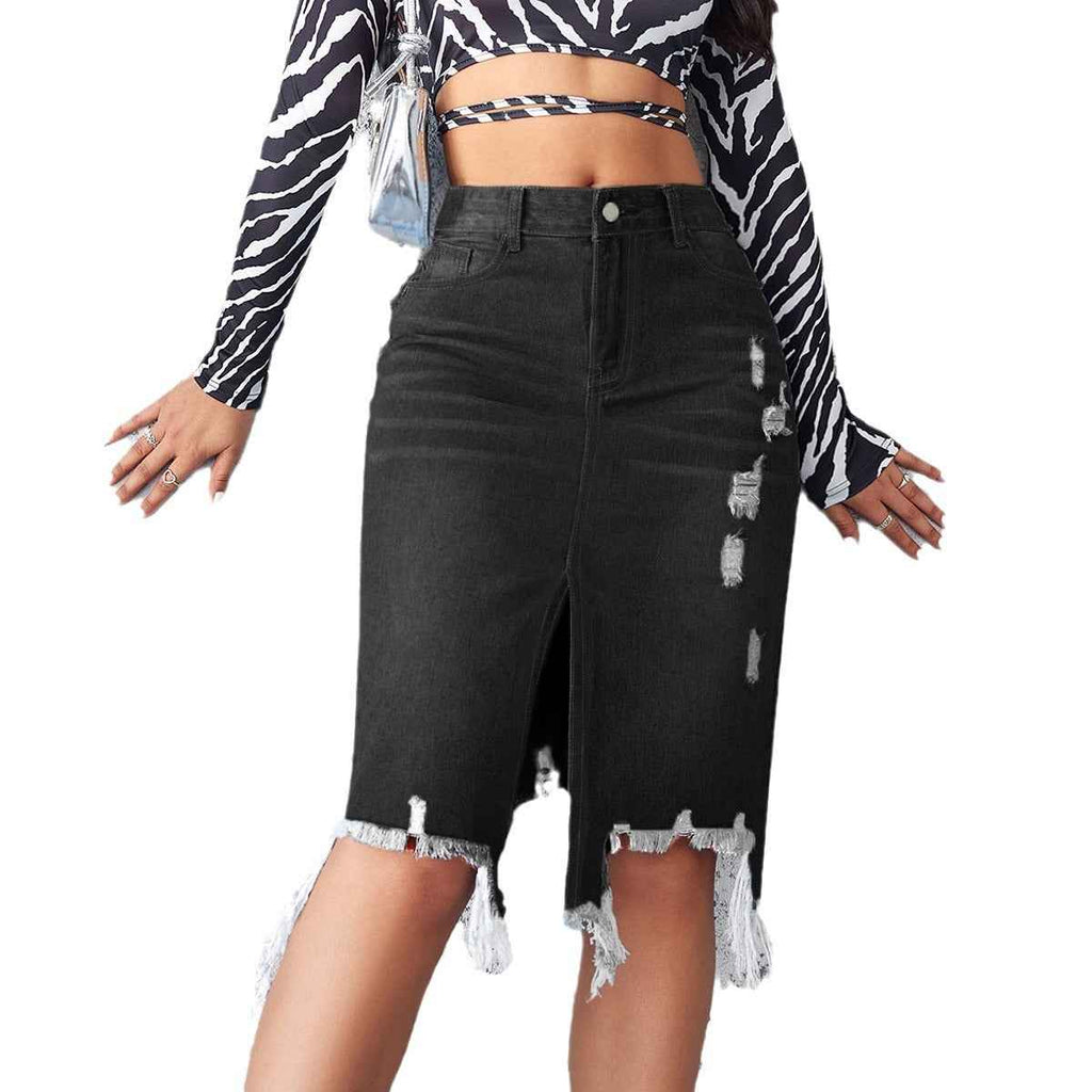 Womens High-Waisted Midi Wrap Skirt With A Slit - ETAclothes.store