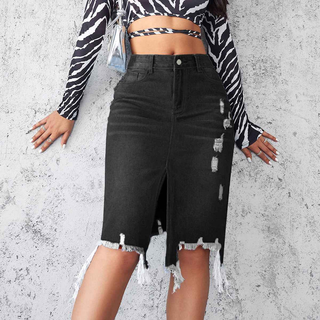 Womens High-Waisted Midi Wrap Skirt With A Slit - ETAclothes.store