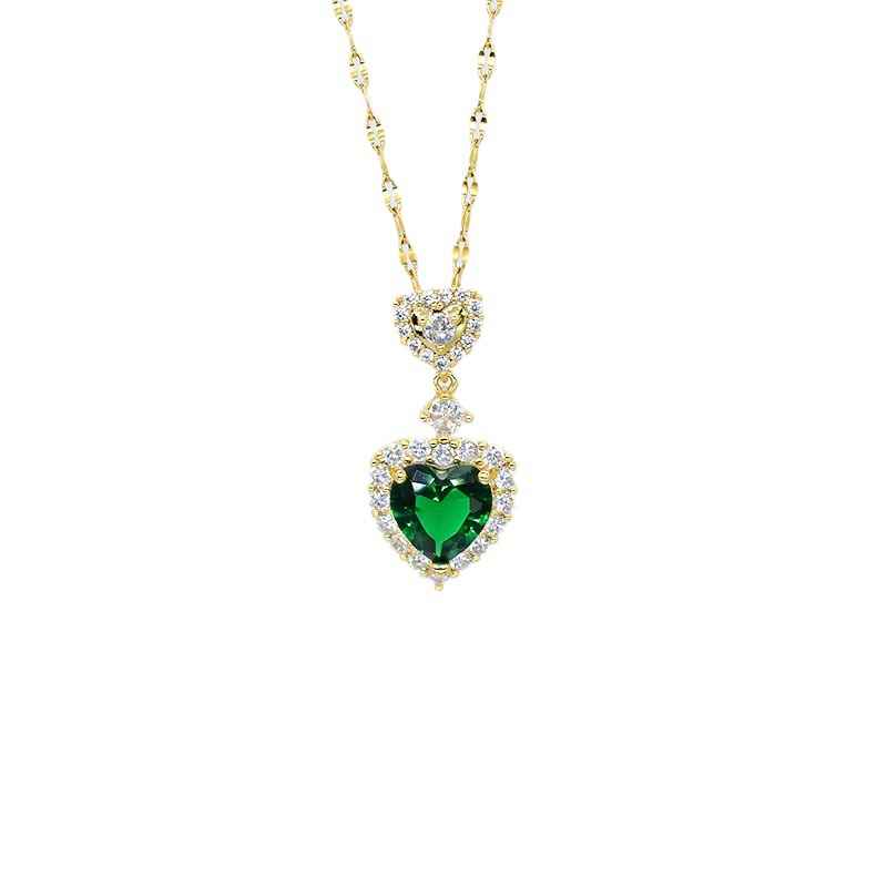 Simple Elegant Necklace Beccarite Inlaid Titanium Steel Clavicle Chain - ETAclothes.store