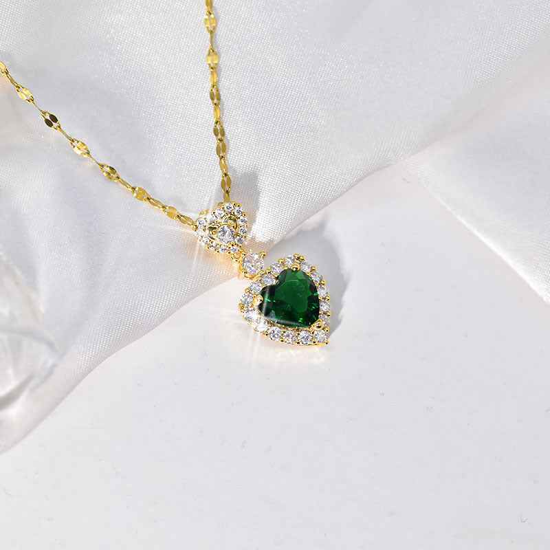 Simple Elegant Necklace Beccarite Inlaid Titanium Steel Clavicle Chain - ETAclothes.store