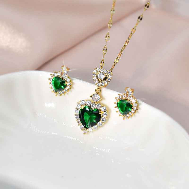 Simple Elegant Necklace Beccarite Inlaid Titanium Steel Clavicle Chain - ETAclothes.store