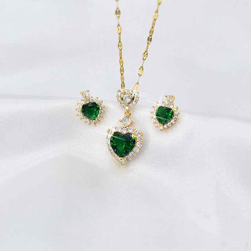 Simple Elegant Necklace Beccarite Inlaid Titanium Steel Clavicle Chain - ETAclothes.store