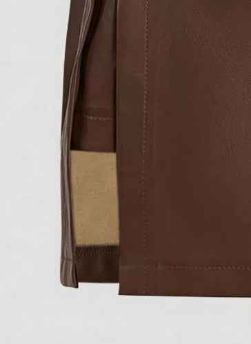 Womens Solid-Color Faux Leather Mini Skirt With Metal Buttons - ETAclothes.store