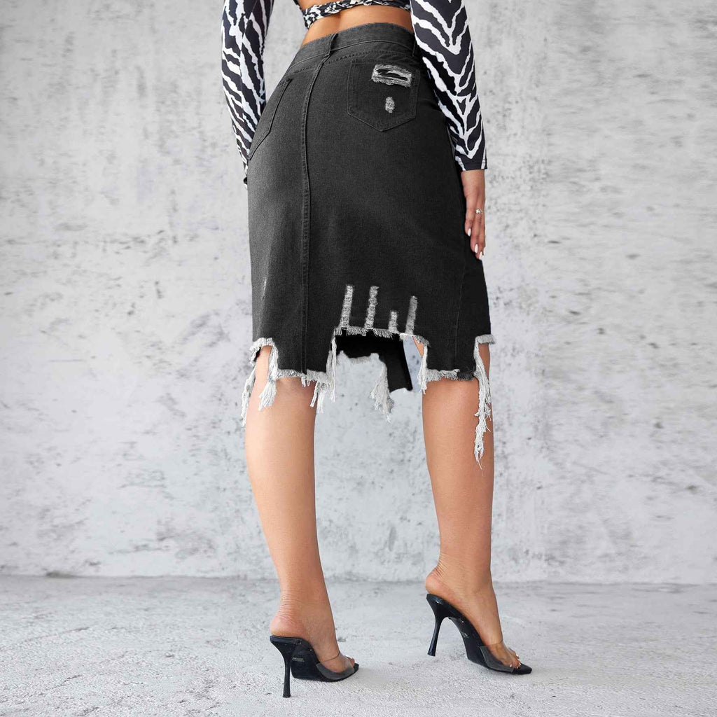 Womens High-Waisted Midi Wrap Skirt With A Slit - ETAclothes.store