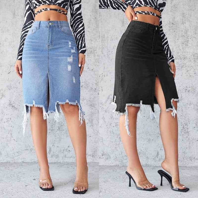 Womens High-Waisted Midi Wrap Skirt With A Slit - ETAclothes.store