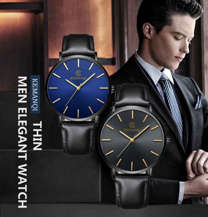 Men's Business Watch Fashion Simple Student Watch Three-Piece Quartz Belt Watch - ETAclothes.store