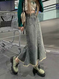 Plus Size Retro Denim Skirt For Women - ETAclothes.store