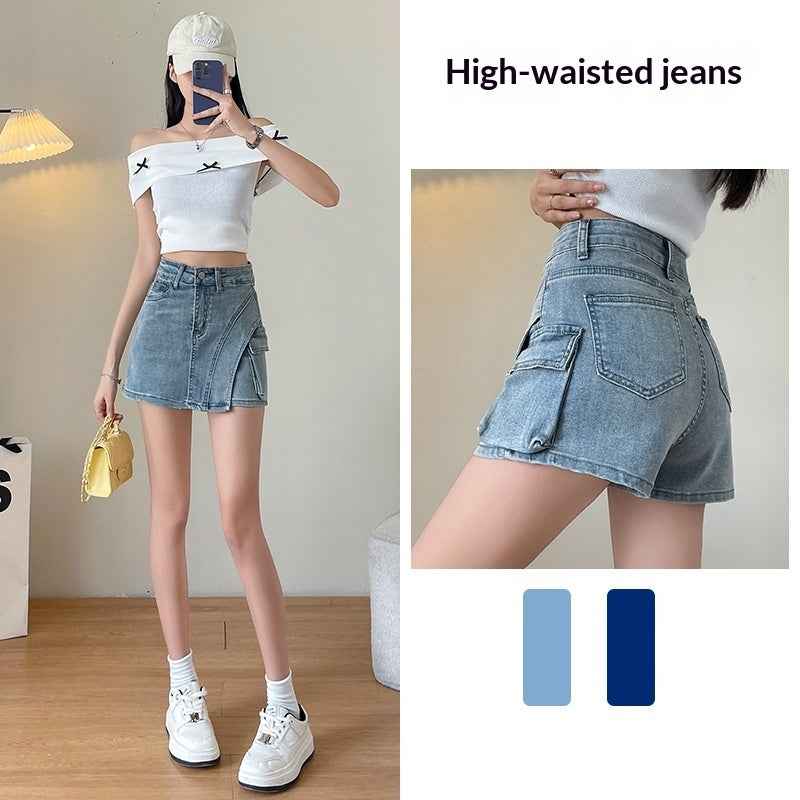 Retro Distressed Figure-flattering Asymmetrical A-line Mini Skirt - ETAclothes.store