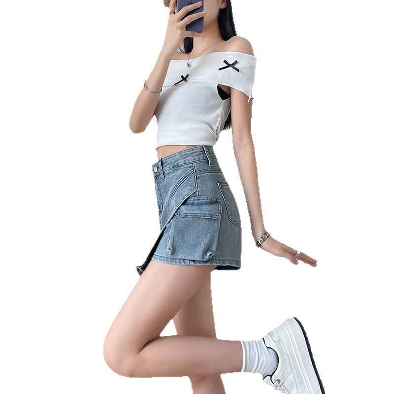 Retro Distressed Figure-flattering Asymmetrical A-line Mini Skirt - ETAclothes.store
