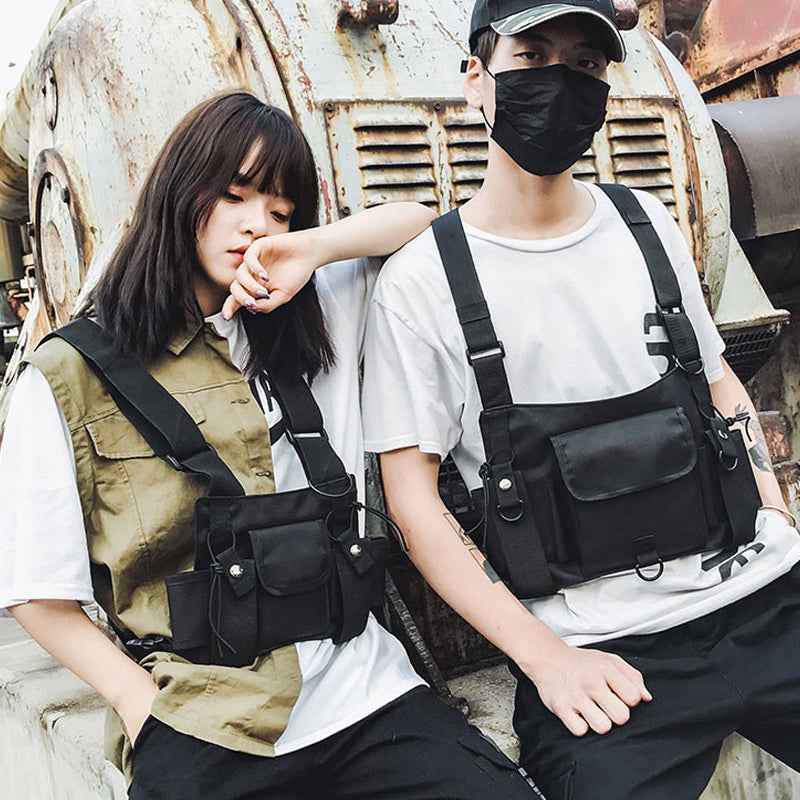 Vest Streetwear Waist Pack Women Black Chest Rig Bag - ETAclothes.store