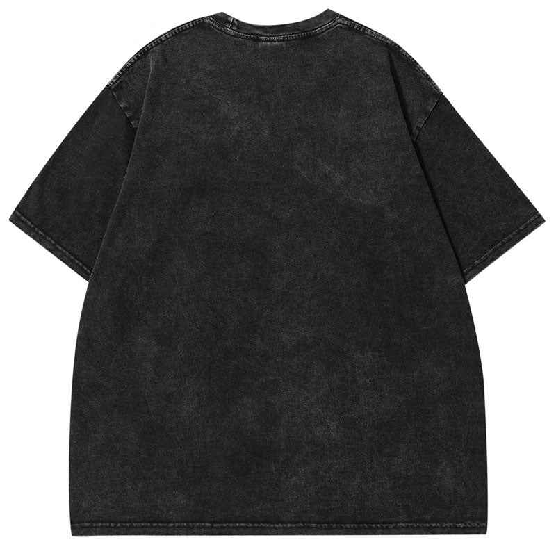 Men's Washed Black T-shirt Streetwear A Surface - ETAclothes.store