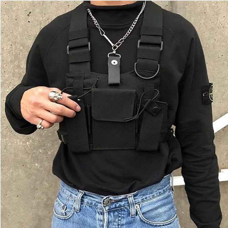 Vest Streetwear Waist Pack Women Black Chest Rig Bag - ETAclothes.store